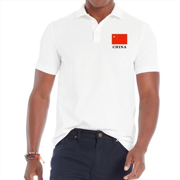 

summer china fans cheer men polos turndown collar shirt national flag short sleeve tee casual white, White;black