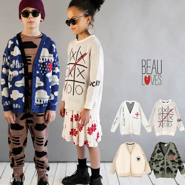 

2021 kids sweater beau loves brand new autumn winter long sleeve baby t-shirts girls knitted coat jacket toddler boys clothes nriz, Blue