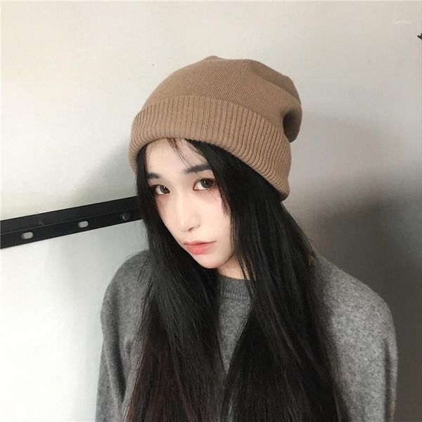 

beanies autumn and winter thick soft solid color wild wool hats men women casual street warm knitted hat wholesale ns17011