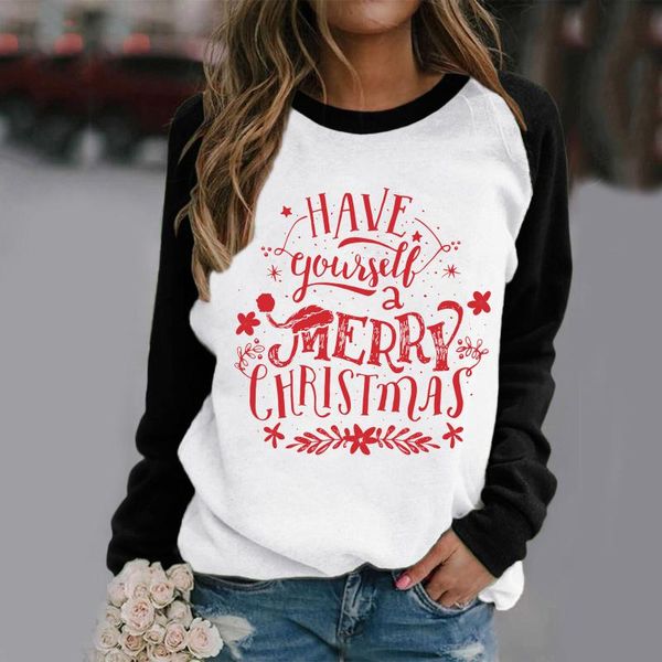 

women's hoodies & sweatshirts 40# christmas print hoodie women sweatshirt autumn winter long sleeve pullover oversized o neck fleece, Black