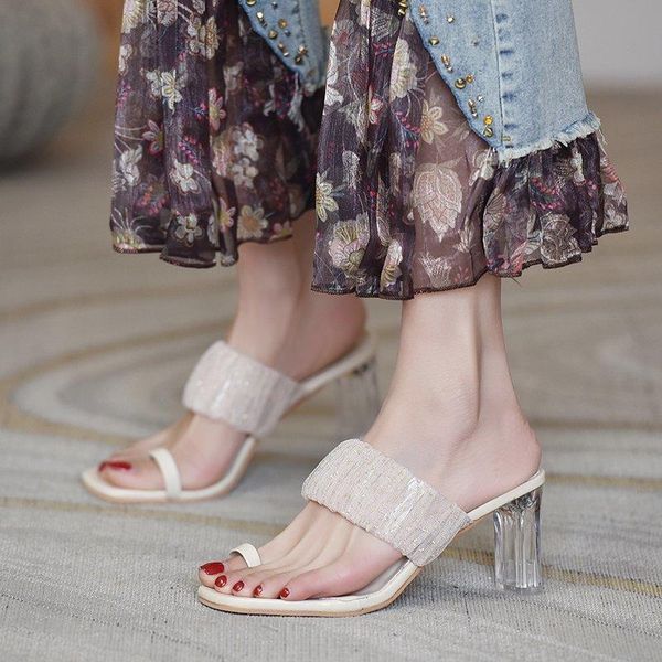 

2021 women pumps clip toe summer slippers ladies casual crystal fashion shoes female leather beach slipper woman slip on shoe, Black