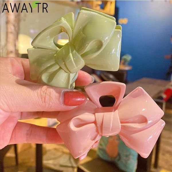 

hair accessories awaytr simple ladie bow acrylic large size shower grab clip wash face waterproof claw girl clips for women