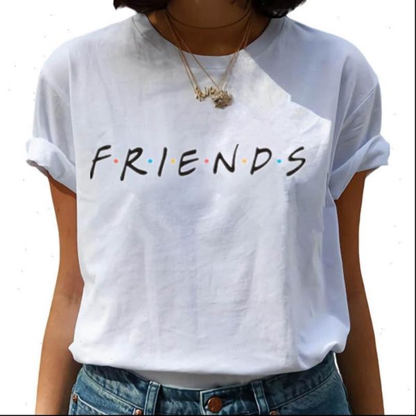 

2021 new friends printt shirt summer women short sleeve leisure tee casual ladies female t shirts plus size woman clothing, White
