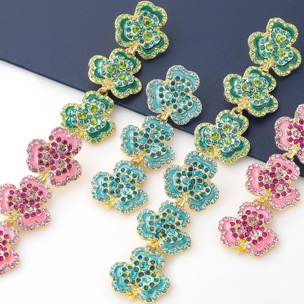 

dangle & chandelier fashion multi-layer rhinestone flower earrings for woman party casual, Silver