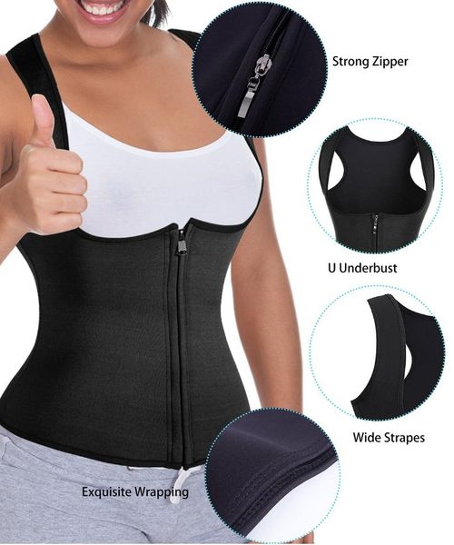 

women's shapers women slimming vest neoprene body corset shaper waist trainer belly fat burning weight loss, Black;white