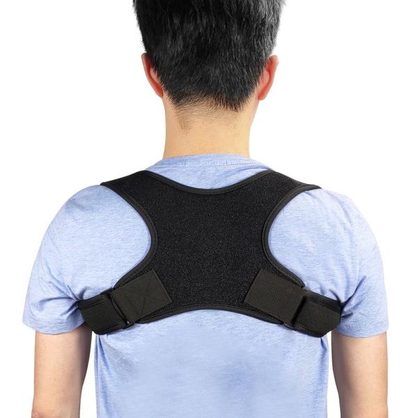 

hiqh quality 1 pc spine posture corrector back support belt shoulder bandage pain relief, Black;blue