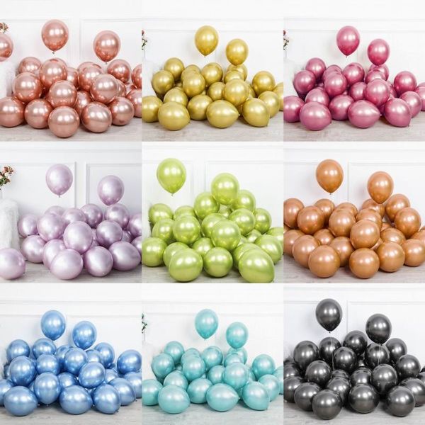

party decoration 20pcs 5/10/12inch metallic gold silver green ballon wedding happy birthday latex balloons metal chrome balloon air helium b