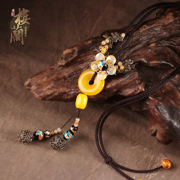 

xianlan378 peace clasp national wind sweater chain long joker atmosphere retro necklace pendant deserve to act the role of female, Silver