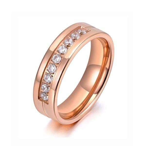 

wedding rings classic titanium stainless steel for women rose gold exquisite cz crystal charm ring christmas gift r19130, Slivery;golden