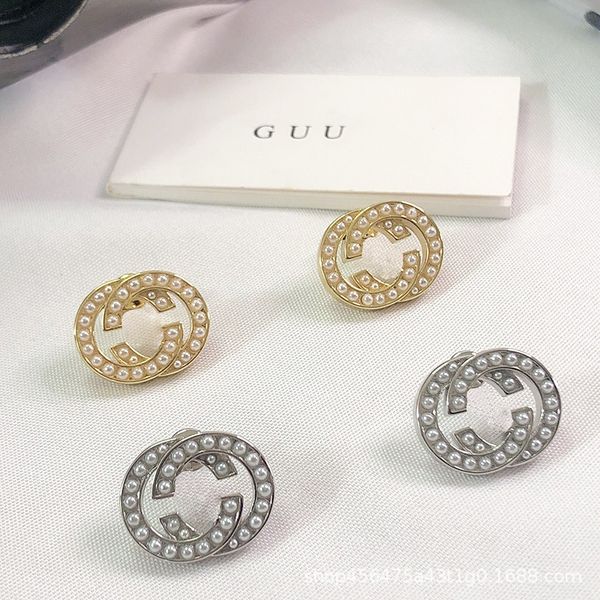 

21g / ancient home classic pearl earrings net red temperament women's gold and earrings s925 silver needle, Golden