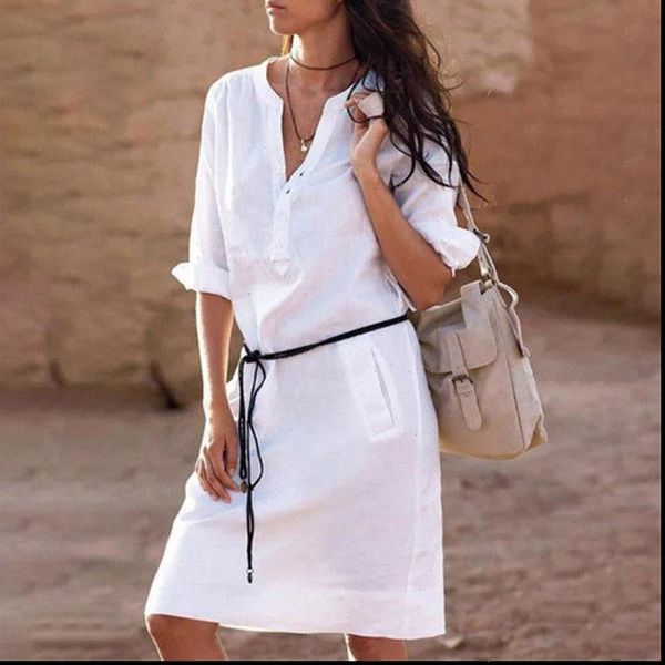 

2021 women dress casual women dresses evening party sundress new ladies v neck mini dresses pocket solid color female dress, Black;gray