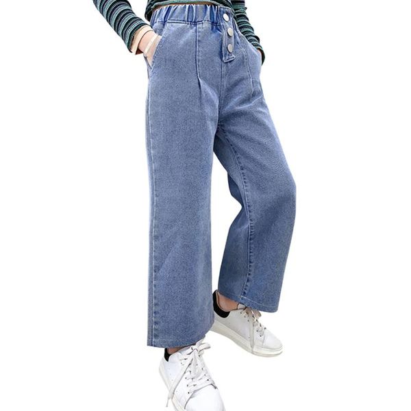 

jeans for girls solid color kids jeans for girls casual style kids spring autumn children's clothing 6 8 10 12 14, Blue