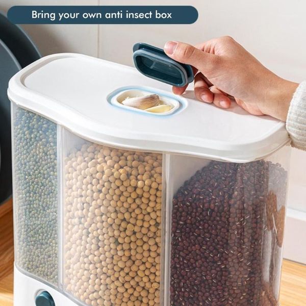 

grids dry dispenser separate rice bucket cereal moisture proof automatic racks sealed metering storage box bottles & jars