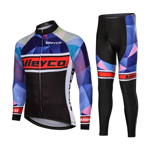 

racing sets mieyco men's long sleeve cycling jersey set ropa hombre bike uniform high-quality 5dpad bib spring autumn, Black;blue