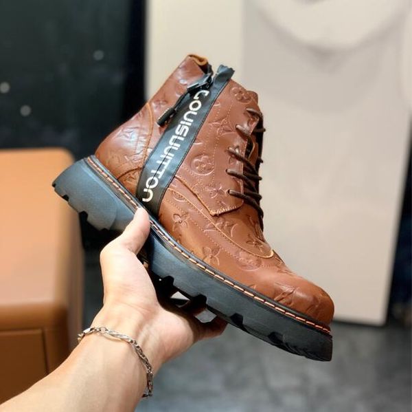 

2021men boots oberkampf ankle boot luxury designer leather boots trekking motorcycle05, Black