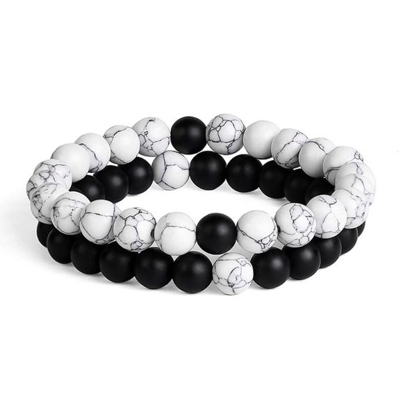 

beaded, strands set bracelet couples distance black white natural lava stone tiger eye beaded yoga bracelets for men women elastic rope jewe