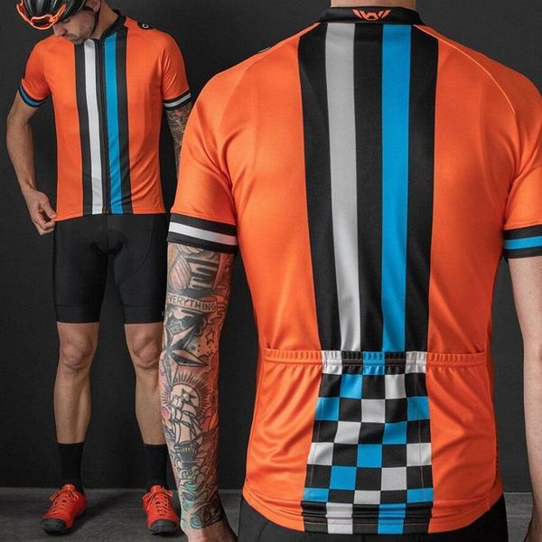 

racing jackets team rc 6 cycling jersey men twin cycle shirt short sleeve orange strip bikewear outdoor sport clothing air mx camiseta cicli, Black;red