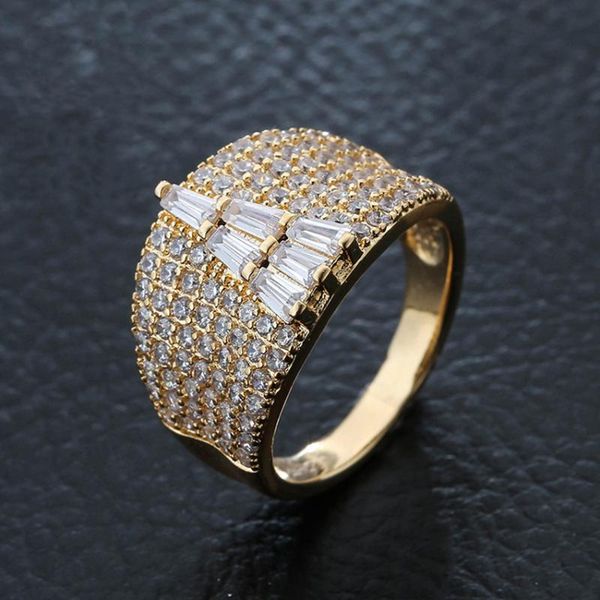 

wedding rings shining full cubic zircon tower wide female gold silver color charm bridal finger ring luxry statement jewelry, Slivery;golden