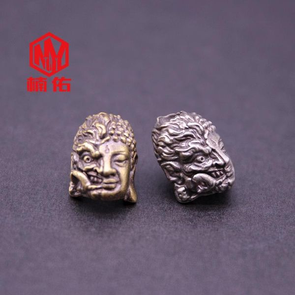 

outdoor gadgets 1pc retro brass knife beads devil double face paracord lanyard pendants white