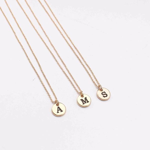 

pendant necklaces alphabet a to z disc letters initial name chain necklace couple jewelry fashion love gift, Silver