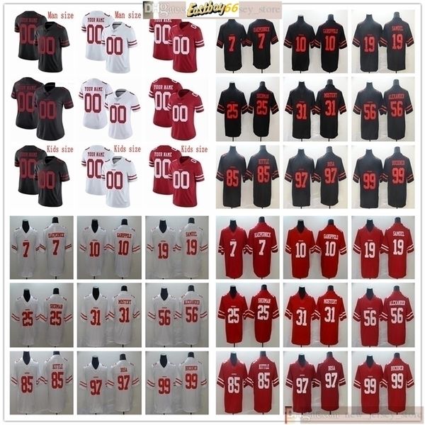 

ncaa football george kittle jimmy garoppolo nick bosa richard sherman raheem mostert colin kaepernick deebo samuel deforest buckner jerseys, Black;red