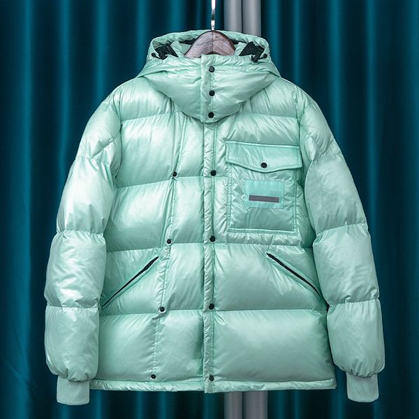 

down jacket mengjia fashion brand men's short 2021 winter white duck double breasted mint green mask miracle, Black