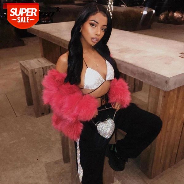 

dulzura glitter bling women crop camis bra bandage backless cross party clubwear 2019 autumn winter clothes streetwear #u974, White