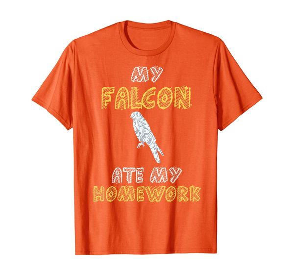 

my falcon ate my homework hawk bird kid back to school t-shirt, White;black