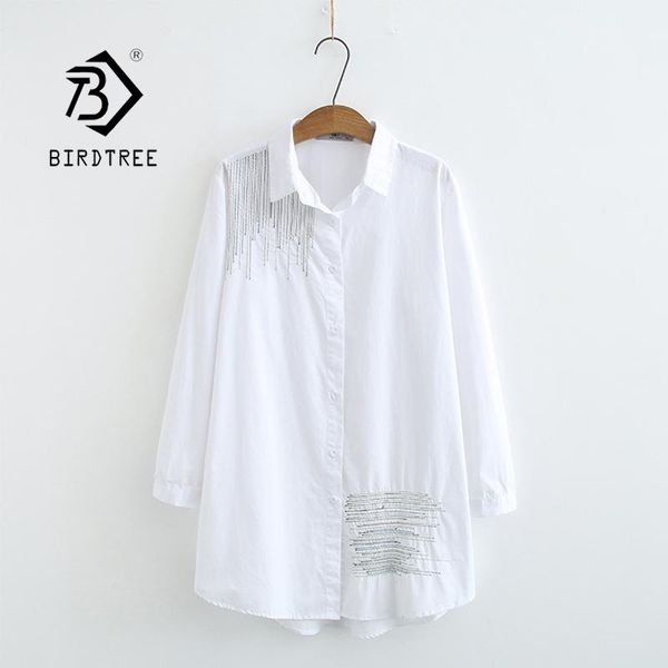 

women's blouses & shirts arrival women striped embroidery cotton white shirt full sleeve loose casual blouse plus size 4xl feminina bl