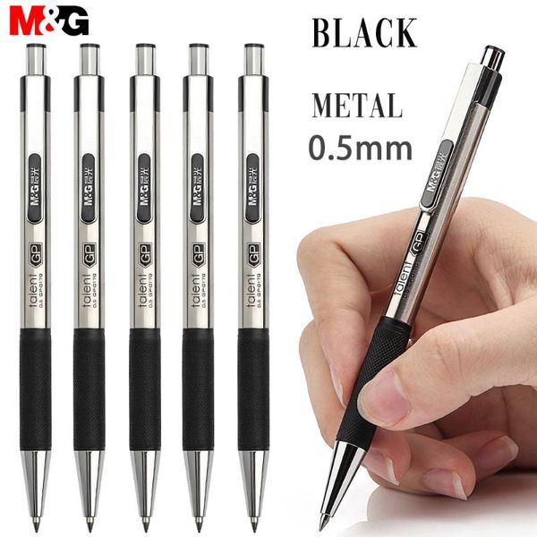 

gel pens m&g black blue red 12pcs/lot retractable metal pen 0.5mm netural with ink writes refill for school