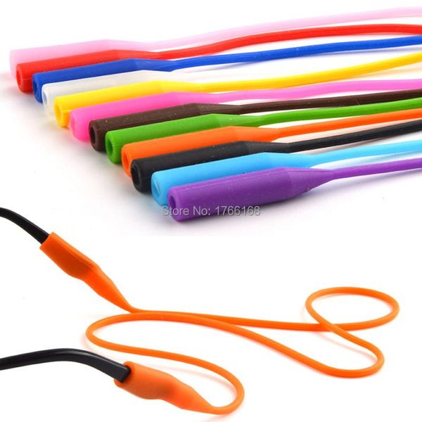 

other fashion accessories retail 53cm long elastic silicone sunglasses glasses eyeglasses cord chain eyewear stripe string holder, Silver