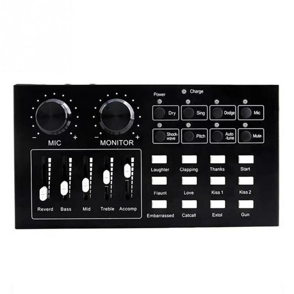 

sound cards pc lapcard external audio support two phones output live streaming ktv mixer effects