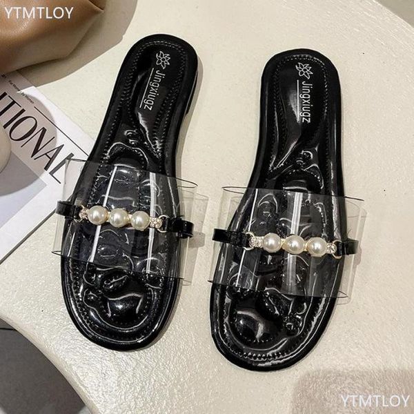

2021 summer new women flat slippers fashion beach candy color casual sandals zapatillas mujer casa sapatos femininos, Black