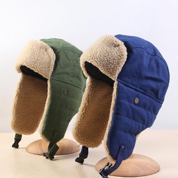 

comen cycling caps & masks men women winter skiing snow windproof warm bomber hat soft earflap cap, Black