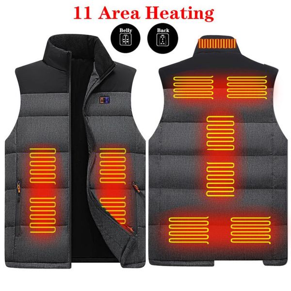 

men's vests 11 heated vest zones electric jackets men women sportswear coat graphene heat usb heating jacket for camping, Black;white