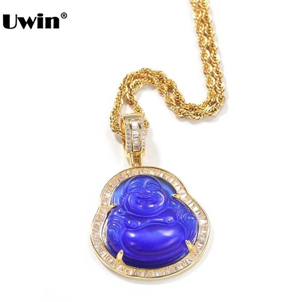 Uwin Buddha Anhänger Halsketten Für Frauen Gold Silber Farbe Farbige Edelstein Halskette Modeschmuck Stil Drop 210721