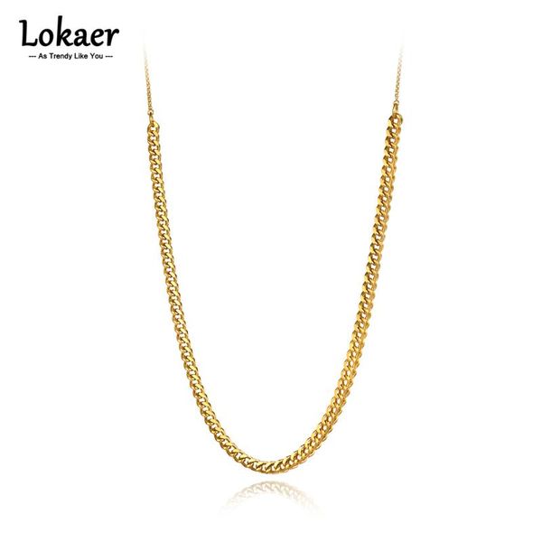 

chains lokaer titanium stainless steel adjustable length necklaces jewelry hiphop/rock link chain necklace for women men n21230, Silver
