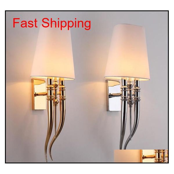 

modern iron claw horn cloth wall light bedroom bedside wall lamp e27 luminaire double slider sc qylrju sports2010