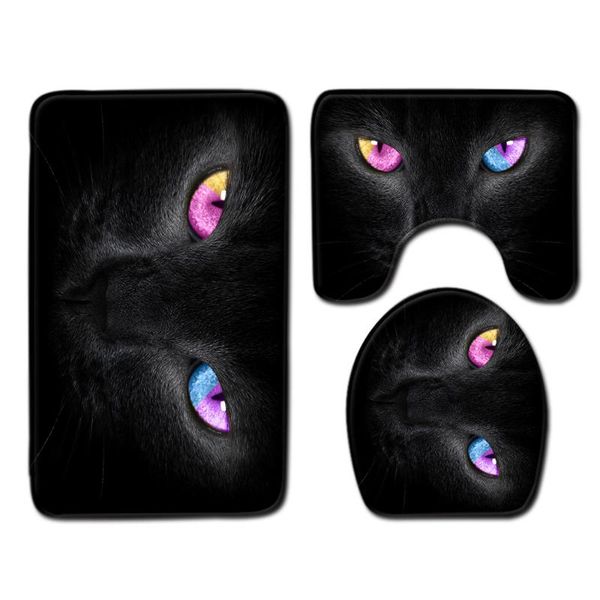 

bath mats onglyp 3pcs 3d black cat bathroom mat set non slip soft toilet lid cover carpet rugs home decor