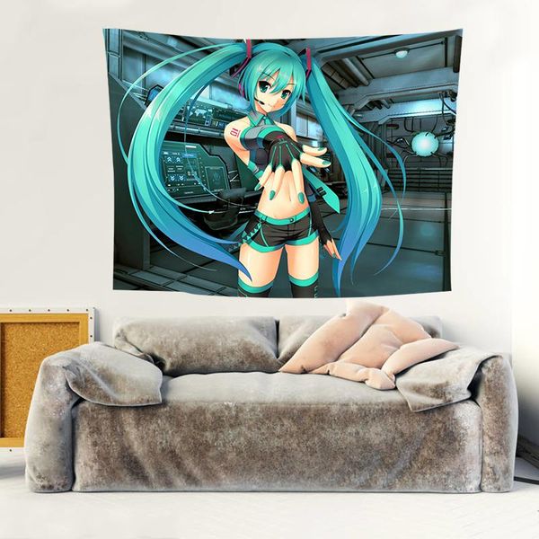 

tapestries miku tapestry cartoon cloth pography backdrops home decoration boys girls bedroom hatsun background wall hanging custom flag