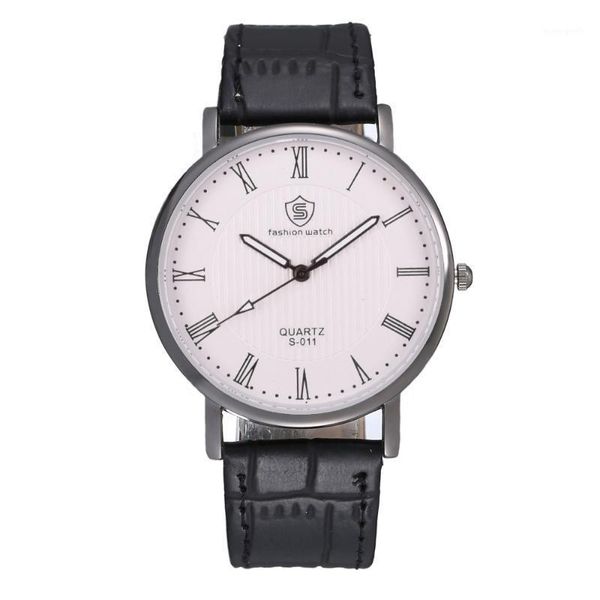 

wristwatches men's business roman scale fashion belt watch men, Slivery;brown