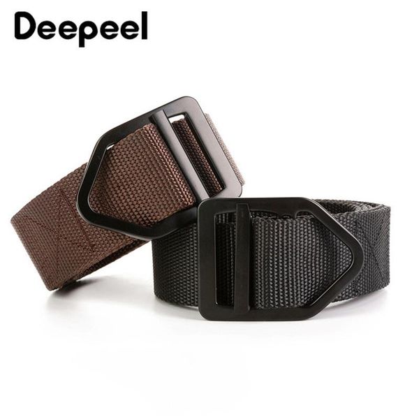 

belts deepeel 1pc 3.8x110/120/130cm casual outdoor smooth buckle nylon webbing tactical belt fashion harajuku jeans accessories, Black;brown