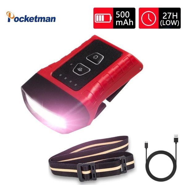 

portable lanterns 2 in 1 cap light headlight 5 modes white red cob led headlamp usb charging head lamp inductive hat clip on lights