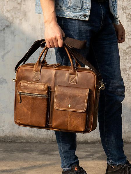 

briefcases shoulder bag men handbags totes for lap14 zip messenger man leather bags genuine