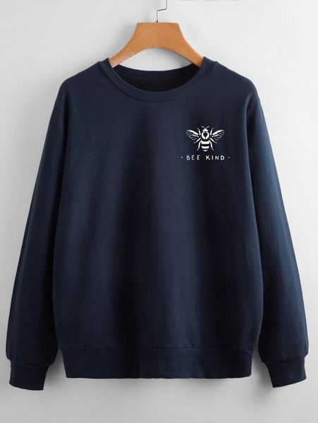 

men bee and letter graphic sweatshirt b0zg#, Black
