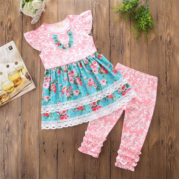 

summer 2021 spring children's sleeveless rose skirt and trousers two piece set, White