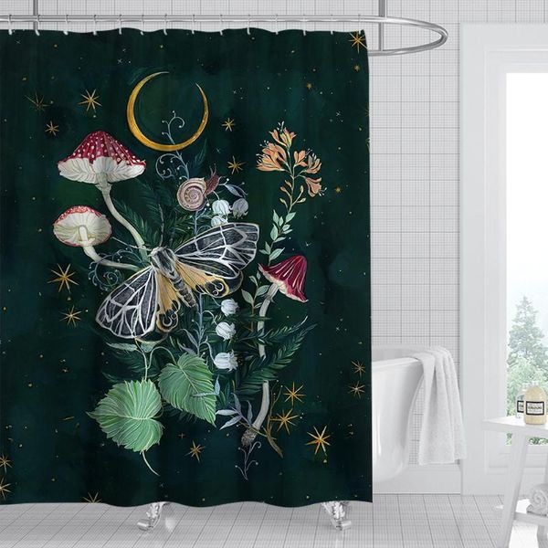 

shower curtains ins butterfly flower print curtain bathroom waterproof bathtub partition decoration 12 hooks
