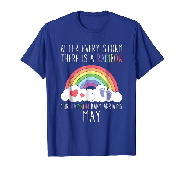 

rainbow baby arriving may 2019 t-shirt announcement gift tee, White;black