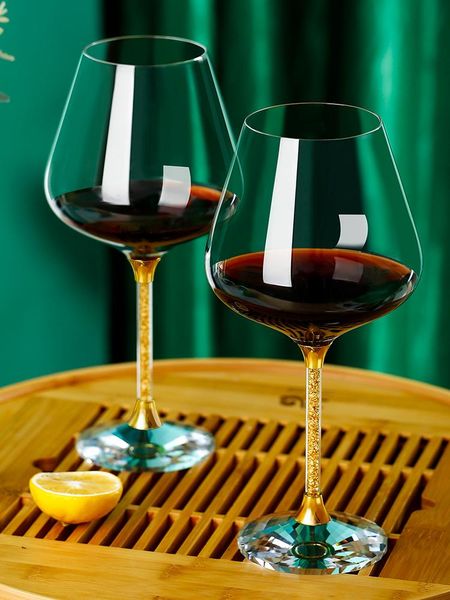 

superior quality wine glass 24k gold foil burgundy crystal goblet champagne whiskey bar party wedding gift home drinkware