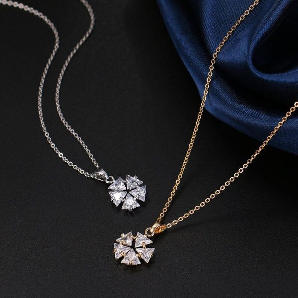 

pendant necklaces cubic zirconia necklace for women snowflake silver color choker dainty chain cz collares jewelry